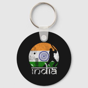 インドのクリケット インド国旗 クリケット選手 メンズ レディース キッズ キーホルダー