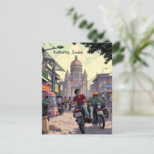 インドのコルカタにあるダウンタウンモーターバイク ポストカード (スタンド正面)