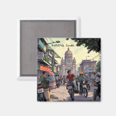 インドのコルカタにあるダウンタウンモーターバイク マグネット (正面/裏面)