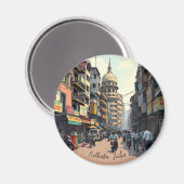 インドのコルカタのダウンタウンのお土産 マグネット (正面/裏面)