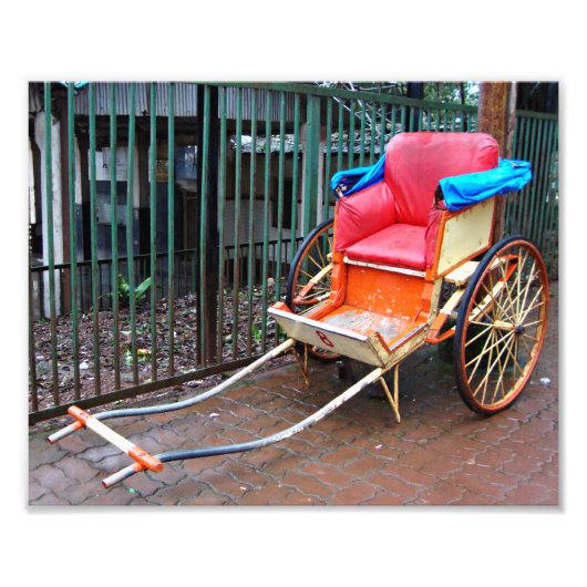 インドのコルカタ（カルカッタ）で手引き人力車 フォトプリント            (正面)