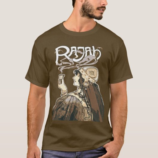 インドのコーヒーの煙 アール・ヌーヴォー ビンテージ広告 Tシャツ (正面)