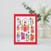 インドのサリガール・キンジャール紙人形はがき ポストカード (スタンド正面)