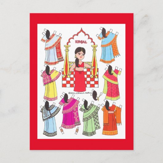 インドのサリガール・キンジャール紙人形はがき ポストカード (正面)