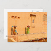 インドのサリ服のはがき女性 ポストカード (正面/裏面)