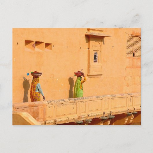 インドのサリ服のはがき女性 ポストカード (正面)