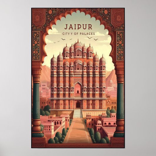 インドのジャイプール - 宮殿の街のビンテージ旅行 ポスター (正面)