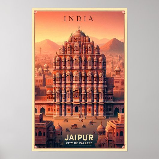 インドのジャイプール - 宮殿の街 ビンテージ旅行 ポスター (正面)
