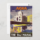 インドのタージ・マハル霊廟、アグラ。ヴィンテージ旅行 ポストカード (正面/裏面)