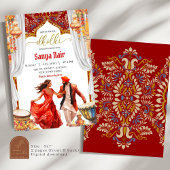 インドのドールキ・ナイト・サンガート結婚式 招待状