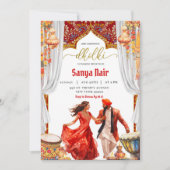インドのドールキ・ナイト・サンガート結婚式 招待状 (正面)