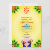 インドのハルディセレモニー Hindu カップル ペアック 招待状 (正面)