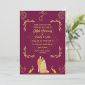 インドのハルディ式 ヒンズー教のカップル ゴールド 招待状 (スタンド正面)