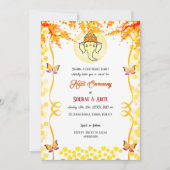 インドのハルディ式 ヒンズー教カップル ガネーシャ 招待状 (正面)