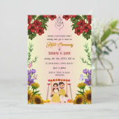 インドのハルディ式 ヒンズー教 カップル フラワー 招待状 (スタンド正面)