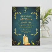 インドのハルディ式 ヒンドゥー カップル ゴールド 招待状 (スタンド正面)
