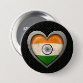 インドのハートの旗の鋼鉄網の効果 缶バッジ (正面&裏面)