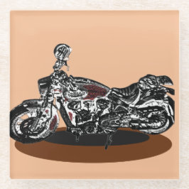 インドのバイクの誕生日 ガラスコースター