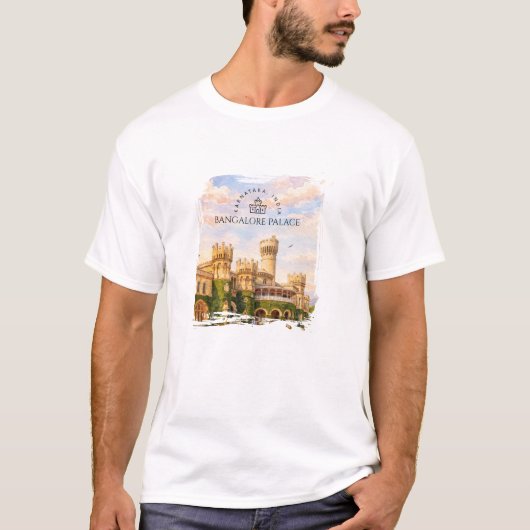 インドのバンガロール宮殿の水彩画 トラベルメモリー Tシャツ (正面)