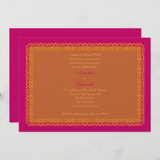 インドのヒンズー教のイスラム教の結婚式招待状Mehndi 招待状 (正面/裏面)