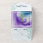 インドのヒンズー教のガネーシャ鮮やかな水彩画 オールインワン招待状 (外側)