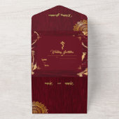 インドのヒンズー教のガネーシャ フラワール ウォーターカラー  オール イン ワン オールインワン招待状 (外側)