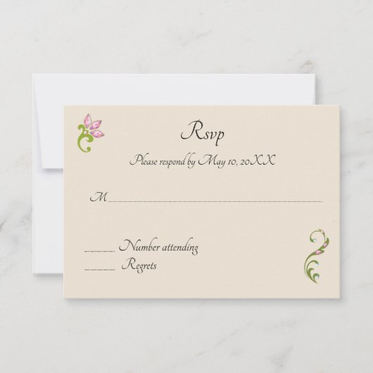 インドのヒンズー教の孔雀の結婚式招待状の返信 出欠カード (正面)