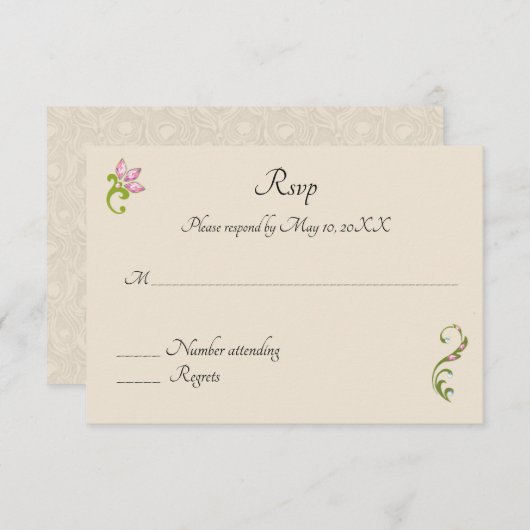 インドのヒンズー教の孔雀の結婚式招待状の返信 出欠カード (正面/裏面)