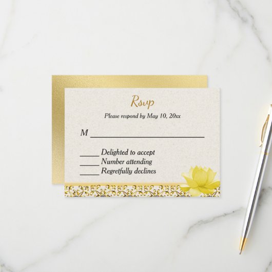 インドのヒンズー教の結婚式招待の出欠確認 出欠カード (正面/裏面インサイチュ)