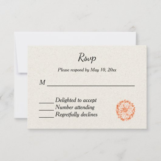 インドのヒンズー教の結婚式招待の返信 出欠カード (正面)