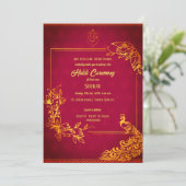 インドのヒンズー教の花婿のハルディ式 ピンクの孔雀をテーマにした 招待状 (スタンド正面)