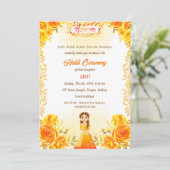 インドのヒンズー教の花嫁ハルディセレモニーガネーシャ・フローラル 招待状 (スタンド正面)