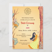 インドのヒンズー教の花嫁ハルディセレモニーバタフライ 招待状 (正面)