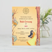 インドのヒンズー教の花嫁ハルディセレモニーバタフライ 招待状 (スタンド正面)