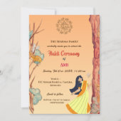 インドのヒンズー教の花嫁 ハルディセレモニー バタフライ 招待状 (正面)