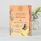 インドのヒンズー教の花嫁 ハルディセレモニー バタフライ 招待状 (スタンド正面)