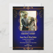 インドのヒンズー教婚約式でのカップル写真 招待状 (正面)