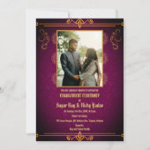 インドのヒンズー教婚約式でのカップル写真 招待状 (正面)