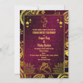 インドのヒンズー教婚約式のゴールドエレメント 招待状 (正面)