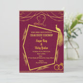 インドのヒンズー教婚約式のゴールドエレメント 招待状 (スタンド正面)