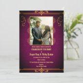 インドのヒンズー教婚約式カップル写真 招待状 (スタンド正面)