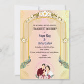 インドのヒンズー教婚約式 ペコック 招待状 (正面)