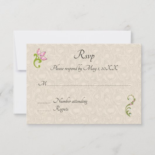インドのヒンズー教孔雀の結婚式招待状 返信 (正面)
