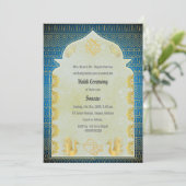 インドのヒンズー教徒の花婿のハルディセレモニーでのガネーシャ 招待状 (スタンド正面)