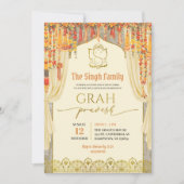 インドのヒンドゥー教の新築祝い Grah Pravesh 招待状 (正面)