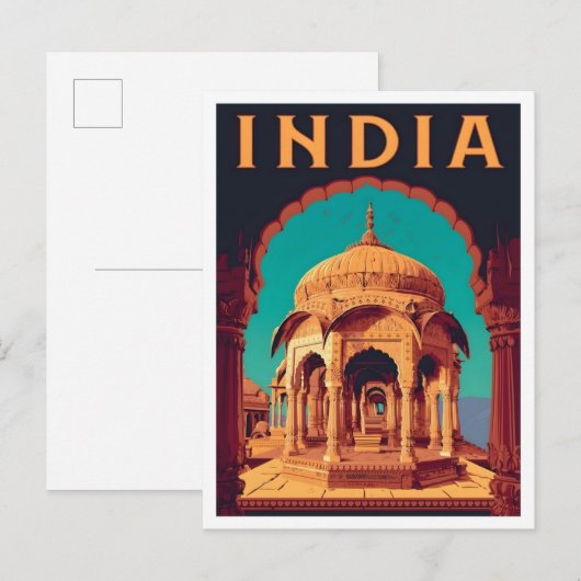 インドのビンテージアート旅行 ポストカード (正面/裏面)