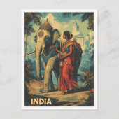 インドのビンテージ旅行イラストを探索 ポストカード (正面)