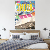 インドのビンテージ旅行ポスター キャンバスプリント (インサイチュ (寝室))