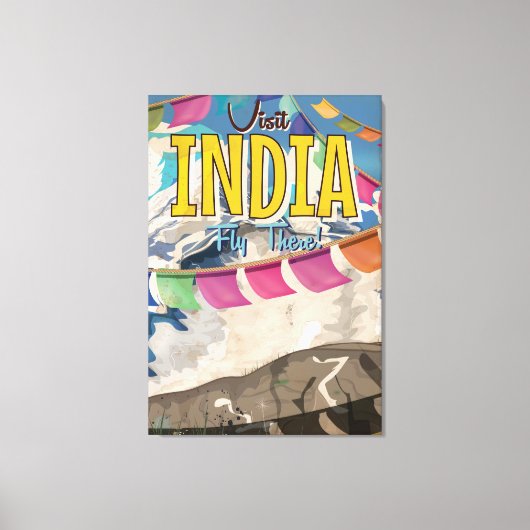 インドのビンテージ旅行ポスター キャンバスプリント (正面)