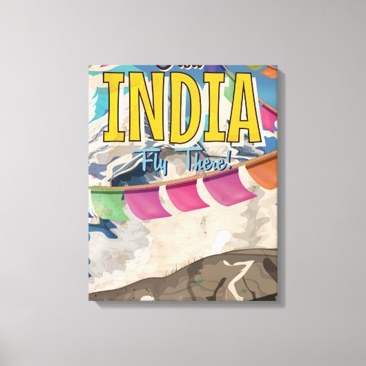 インドのビンテージ旅行ポスター キャンバスプリント (正面)